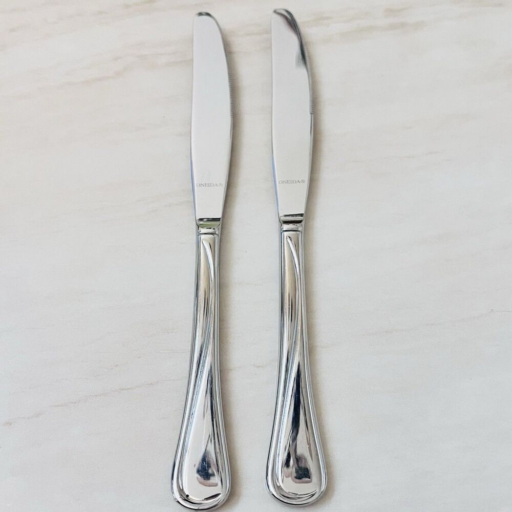 2pc ONEIDA Flight-Reliance Stainless Dinner Knife 8 7/8” Glossy Replacement